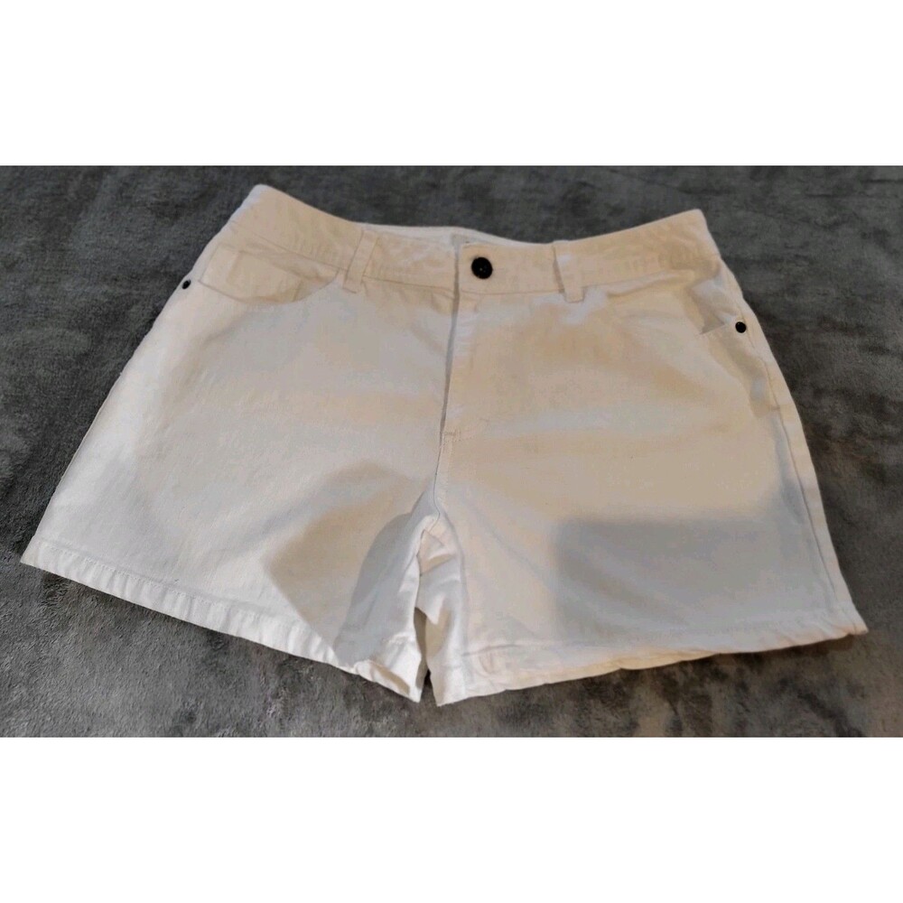St. John's Bay Shorts Womens Size 14 High Rise Mid Length Dark Wash Denim Jean